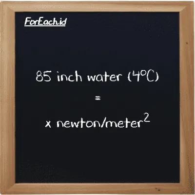 Example inch water (4<sup>o</sup>C) to newton/meter<sup>2</sup> conversion (85 inH2O to N/m<sup>2</sup>)